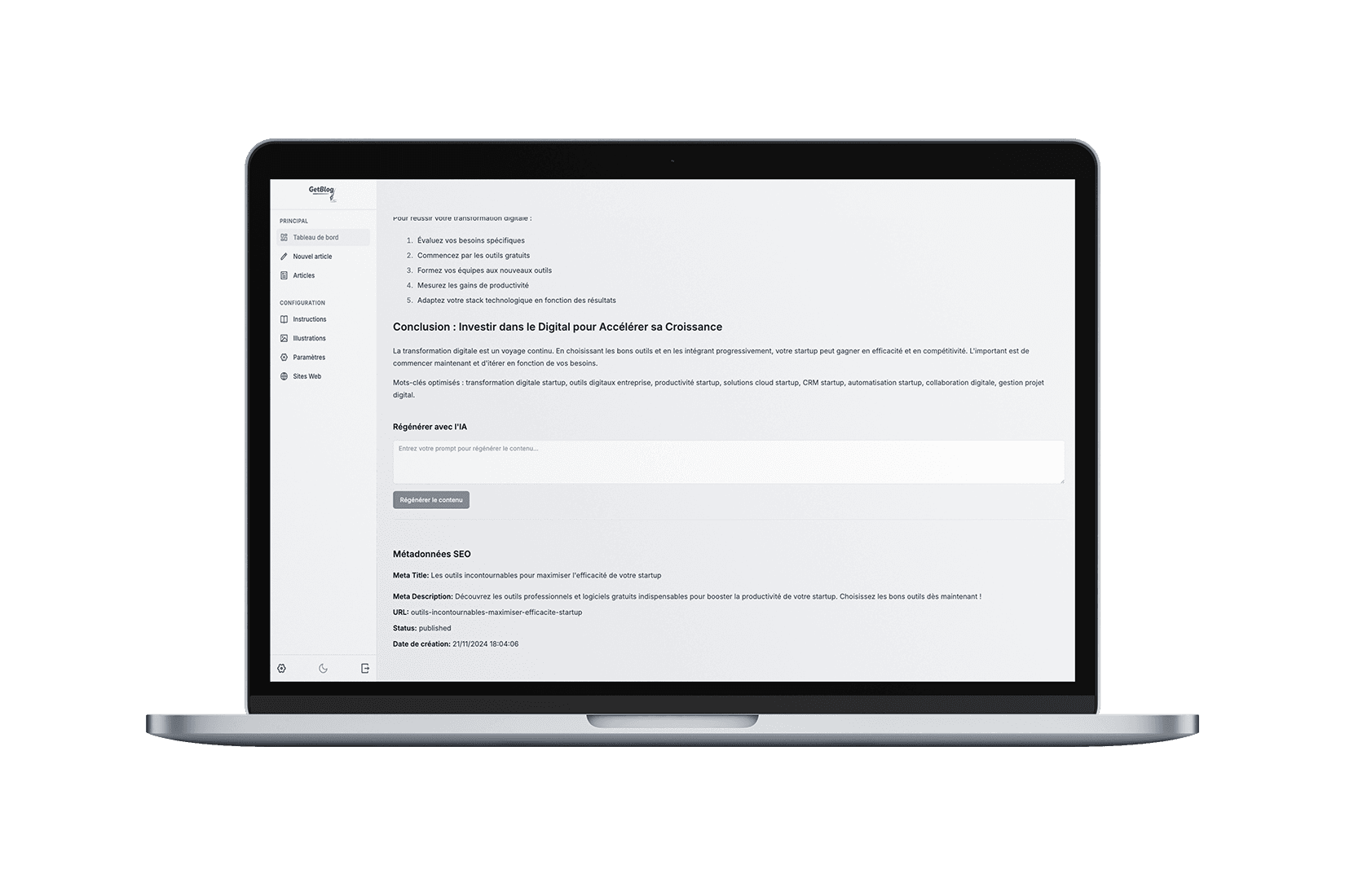 Articles générés par la solution Getblog